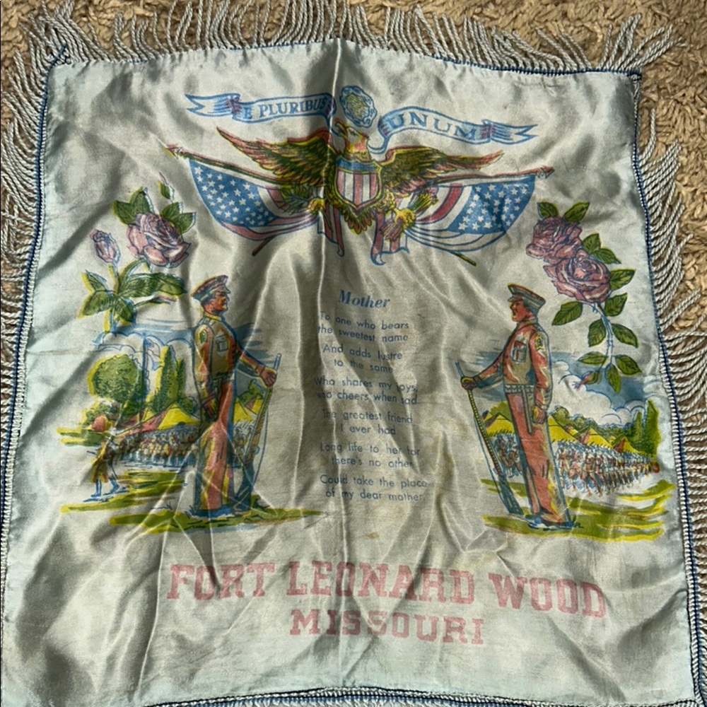 Vintage Antique satin military pillow sham